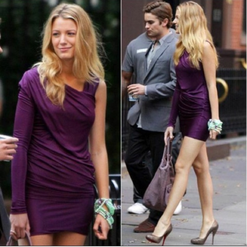 Alexander Wang Asymmetrical Goddess Dress in eggplant (Gossip Girl) size 2
